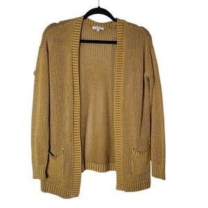 Mudd Yellow Open Knit Cardigan